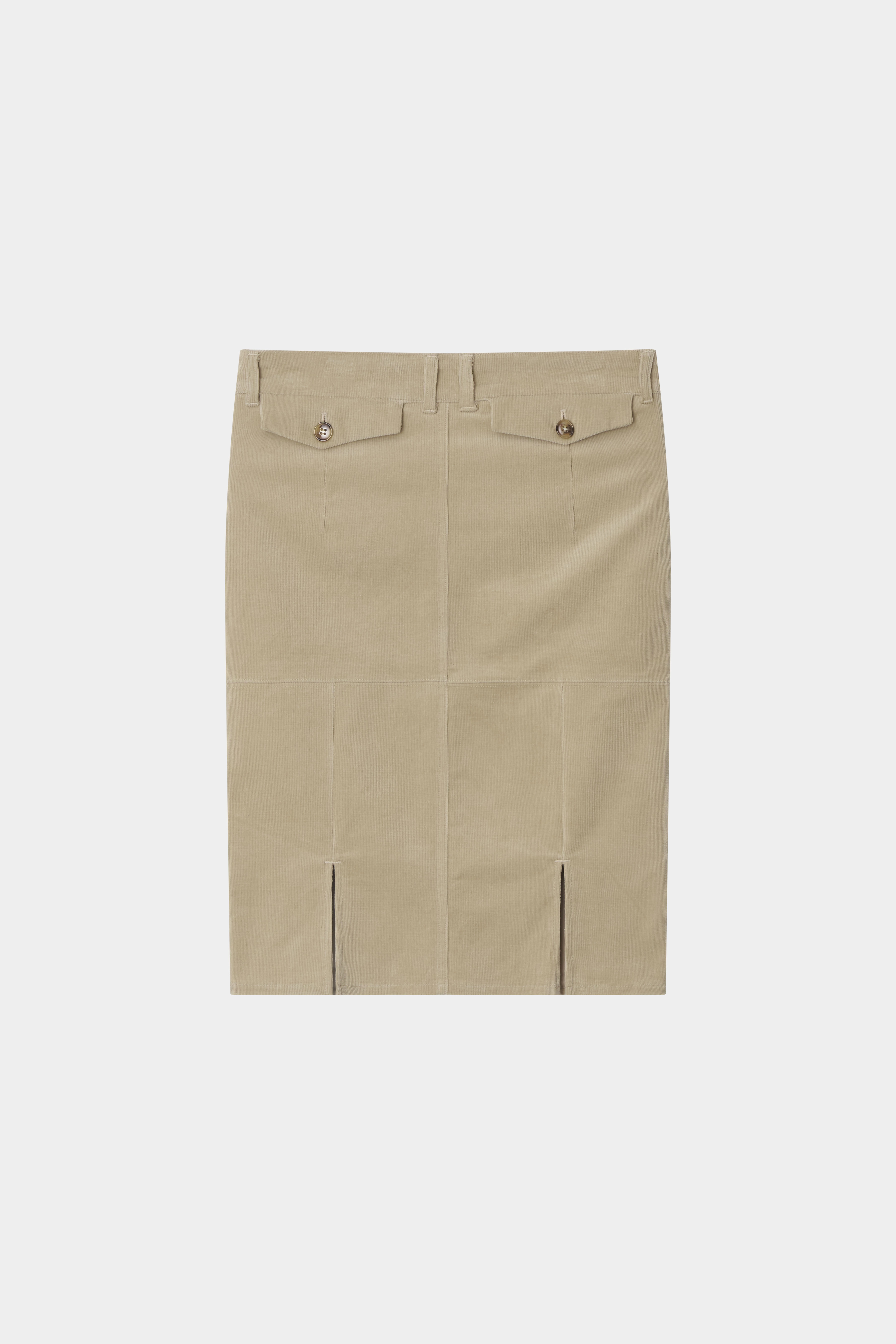 SLIT CORDUROY PENCIL SKIRTS-BEIGE 8
