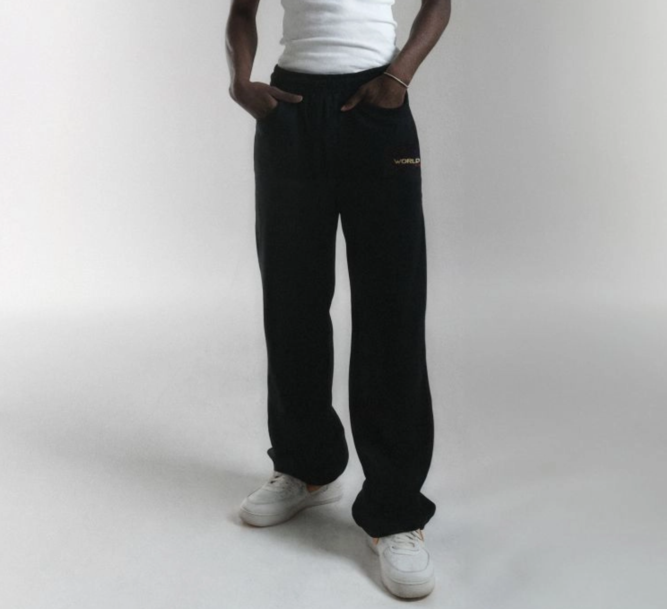 WORLD DILEMA DEPT' EMBROIDERY SWEAT PANTS-BLACK 2