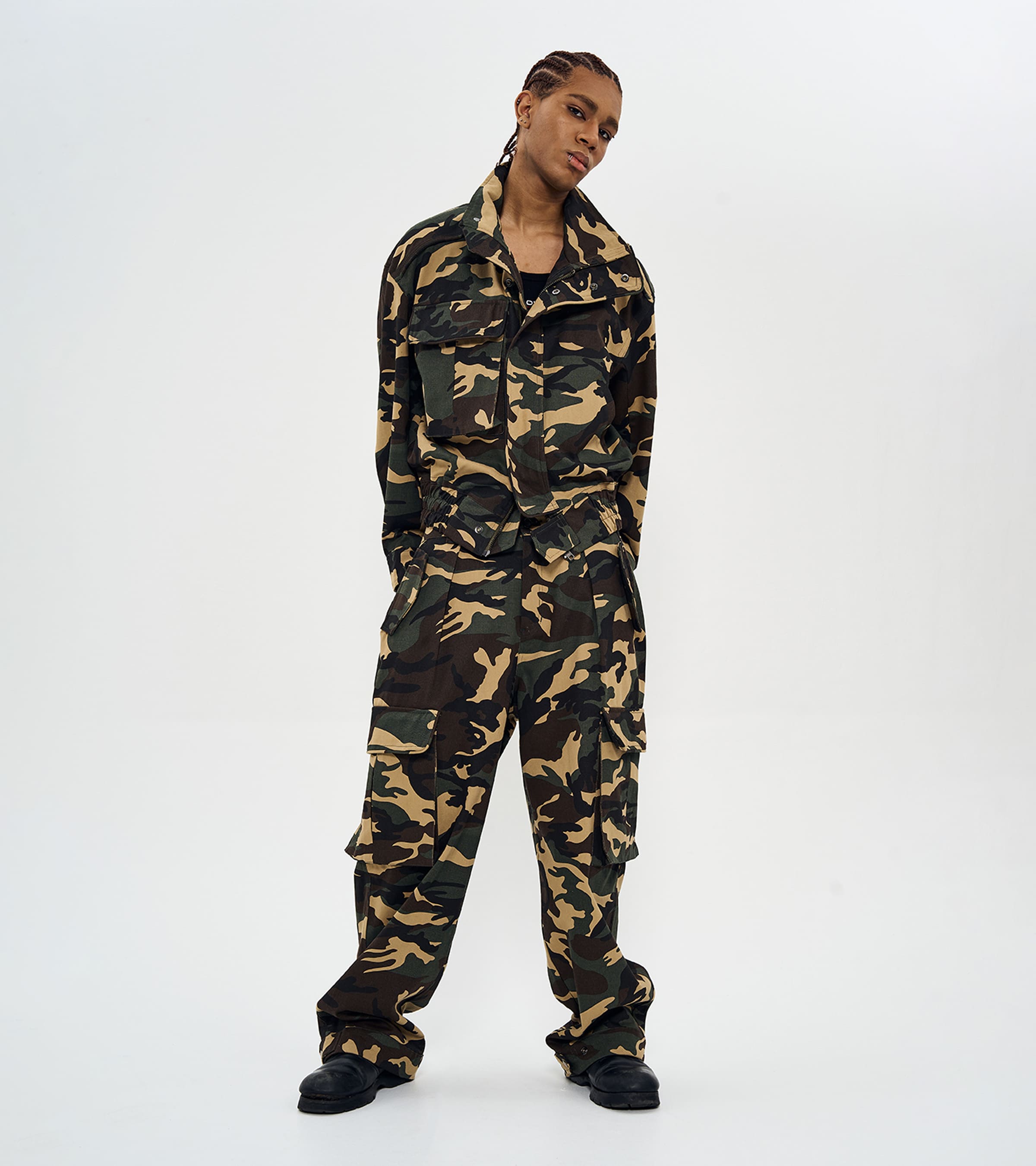 SET-UP MILITARY POCKET CARGO PANTS-CAMO 3