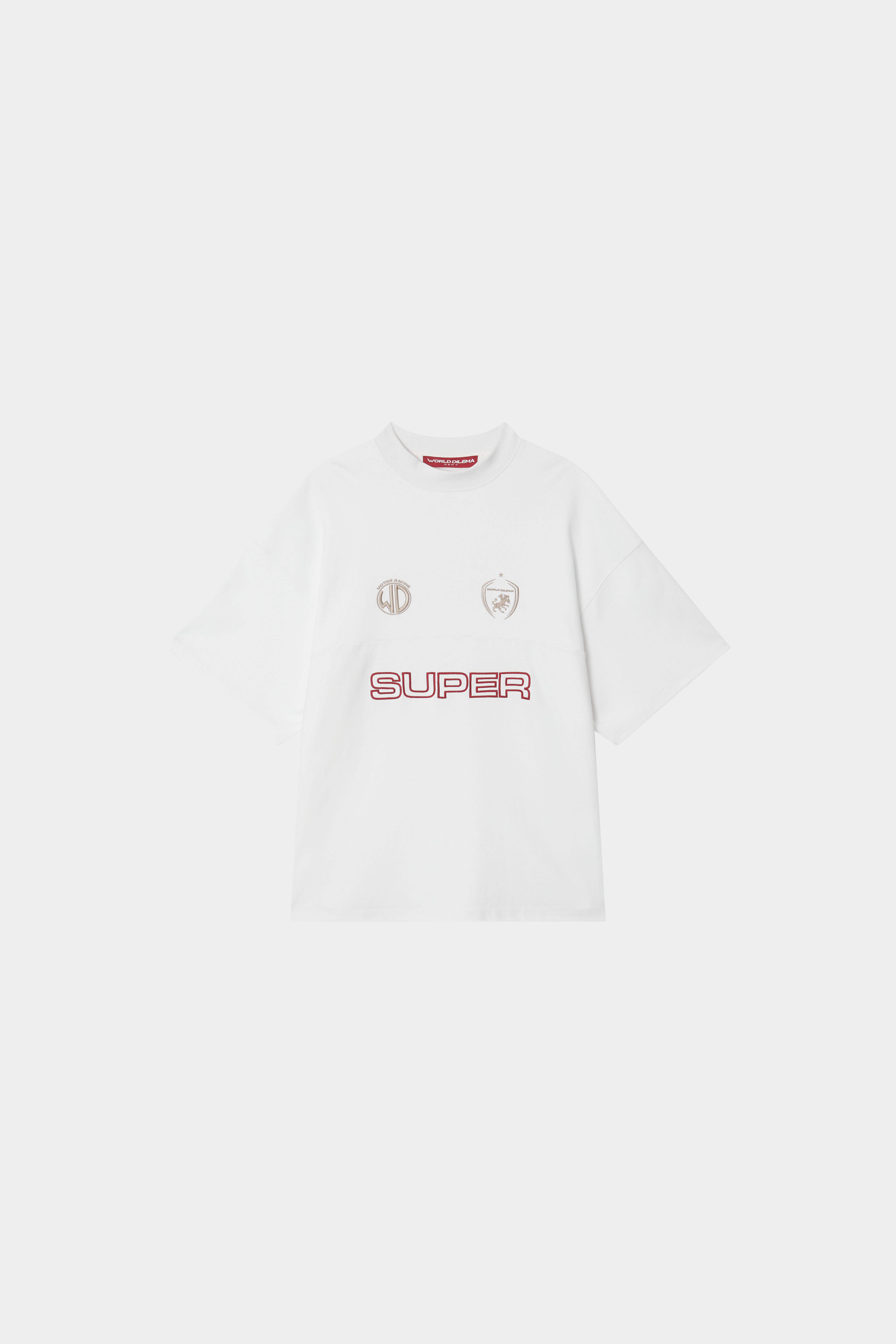 MOCK NECK EMBLEM HALF T-SHIRTS-WHITE 7