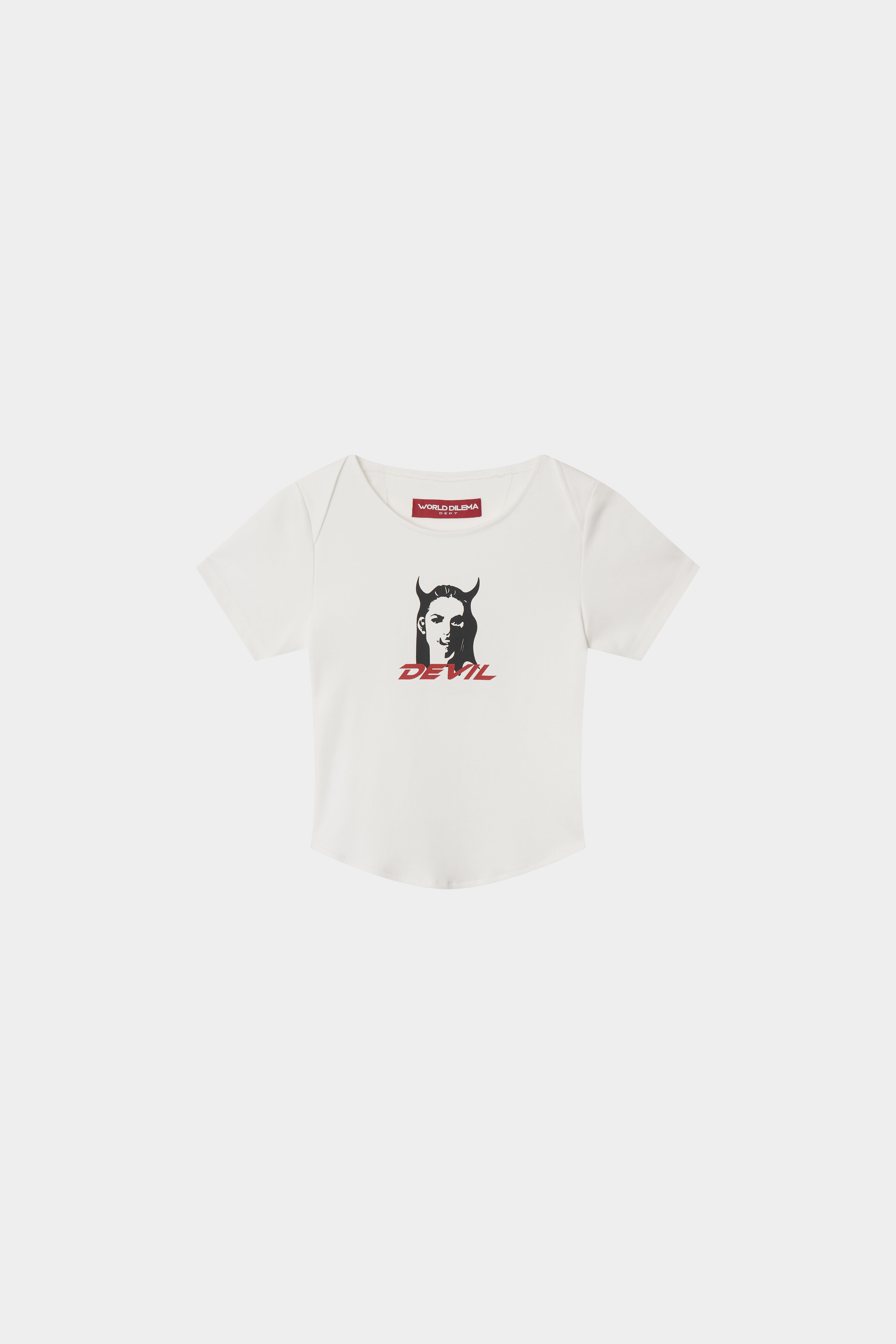 Devil' PRINTING TIGHT HALF T-SHIRTS-WHITE 5