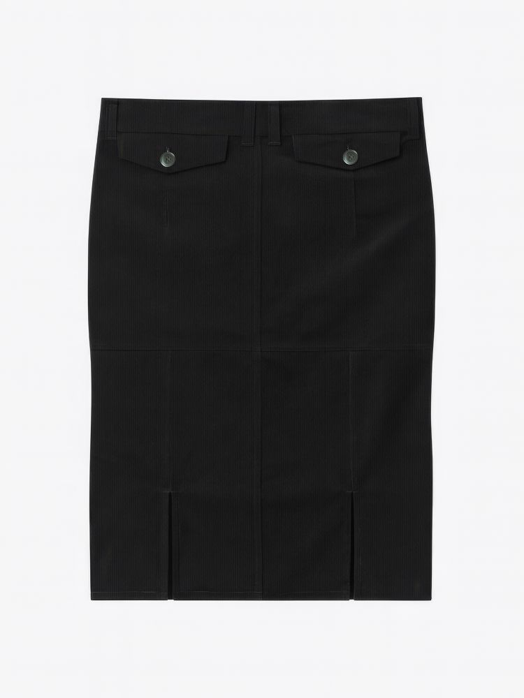 SLIT CORDUROY PENCIL SKIRTS-BLACK 4