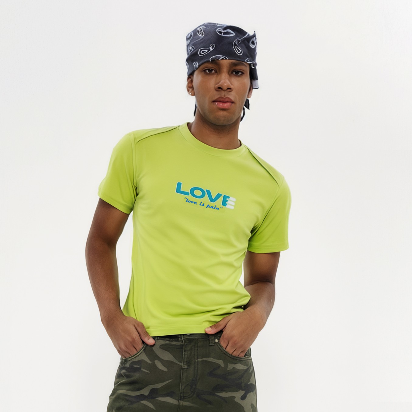 LOVE' PRINTING Shrunken Fit T-SHIRTS-GREEN 4