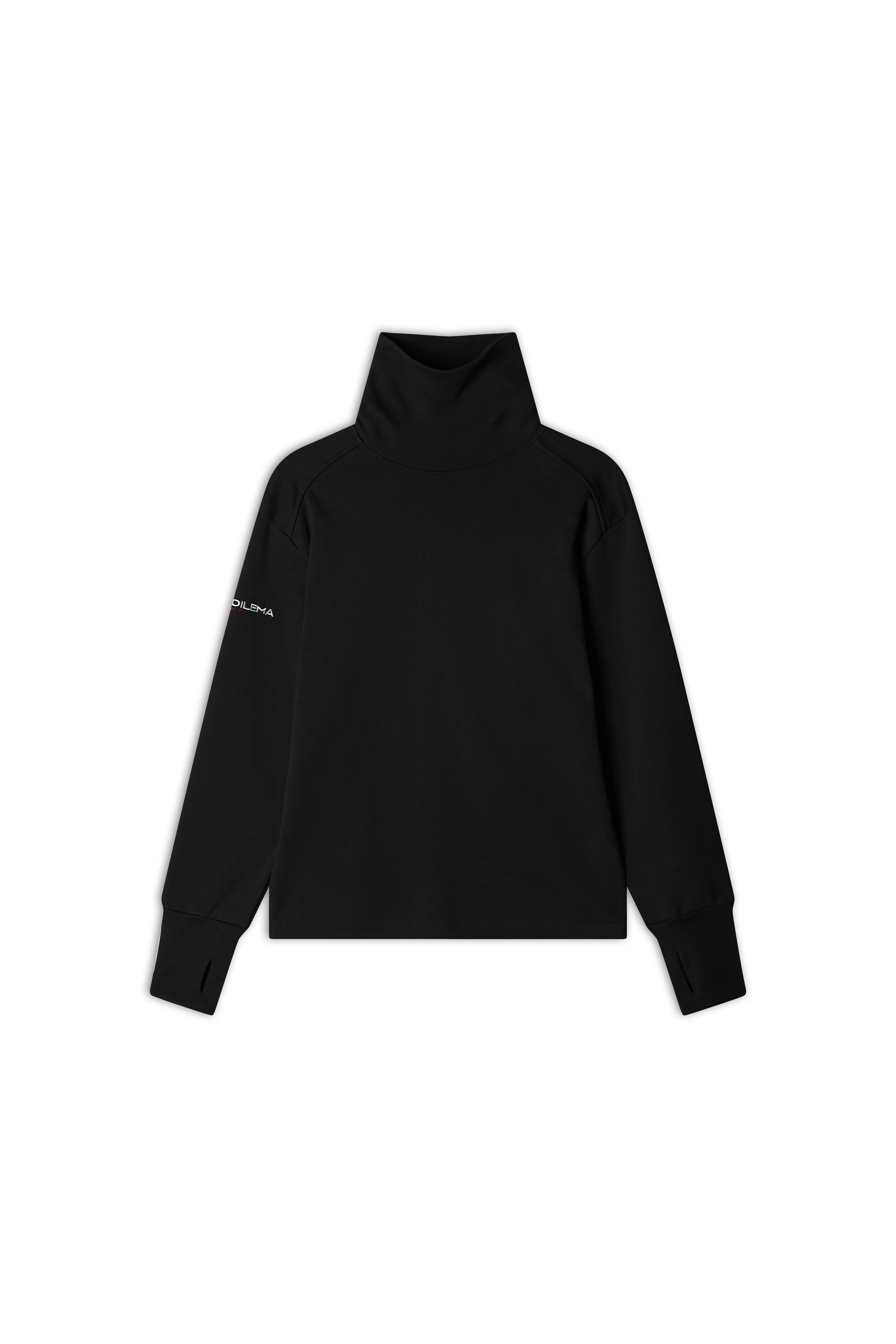 HIGH NECK LONG SLEEVE T-SHIRTS-BLACK 4