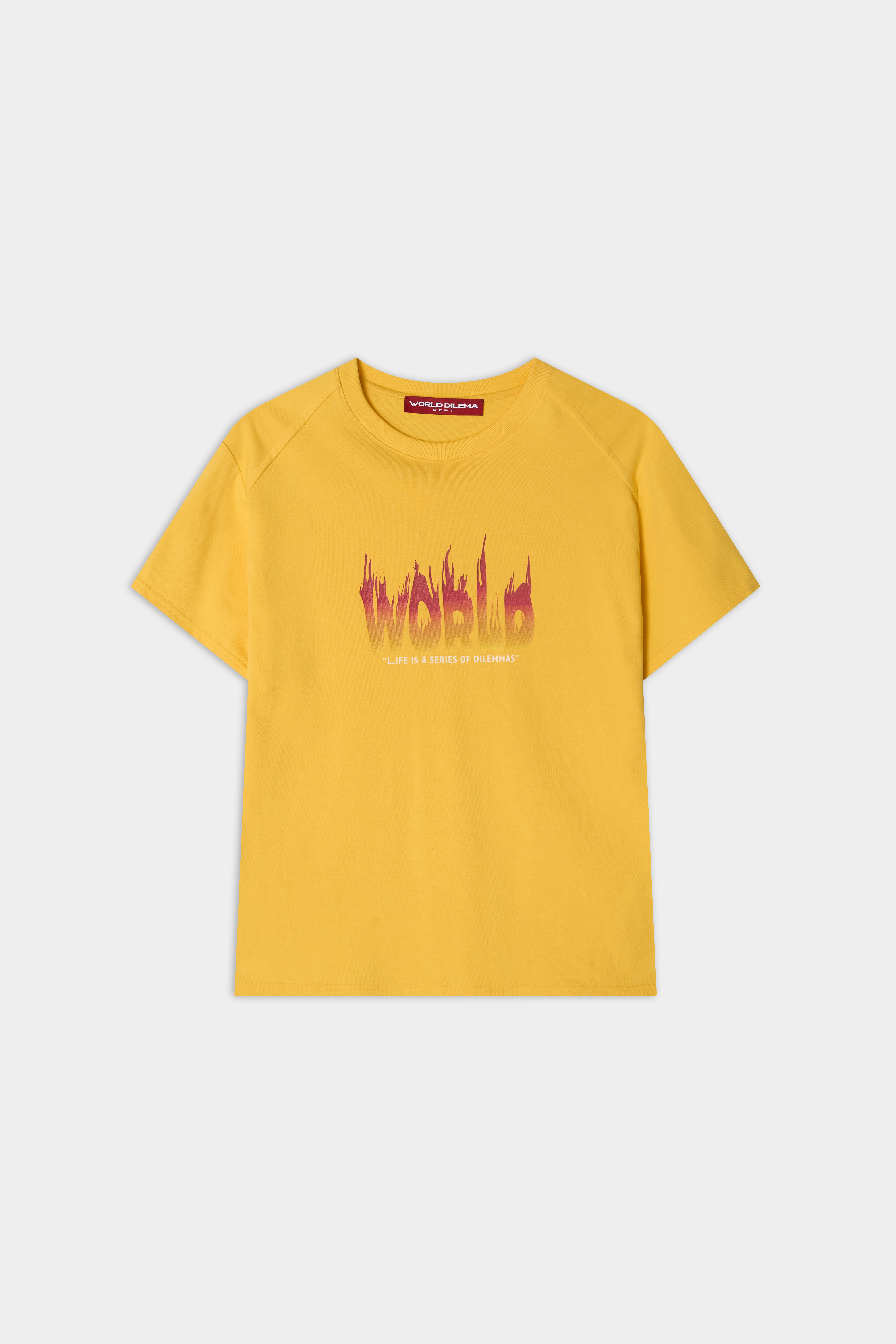 WORLD' FIRE PRINTING T-SHIRTS-YELLOW 5