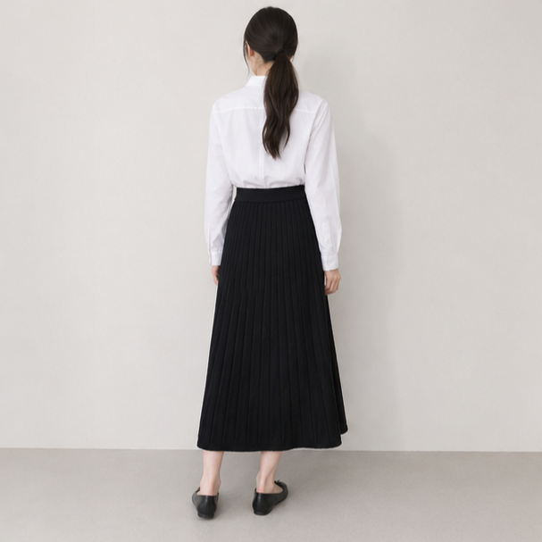 Ribbed Knit Skirt-BLACK 2
