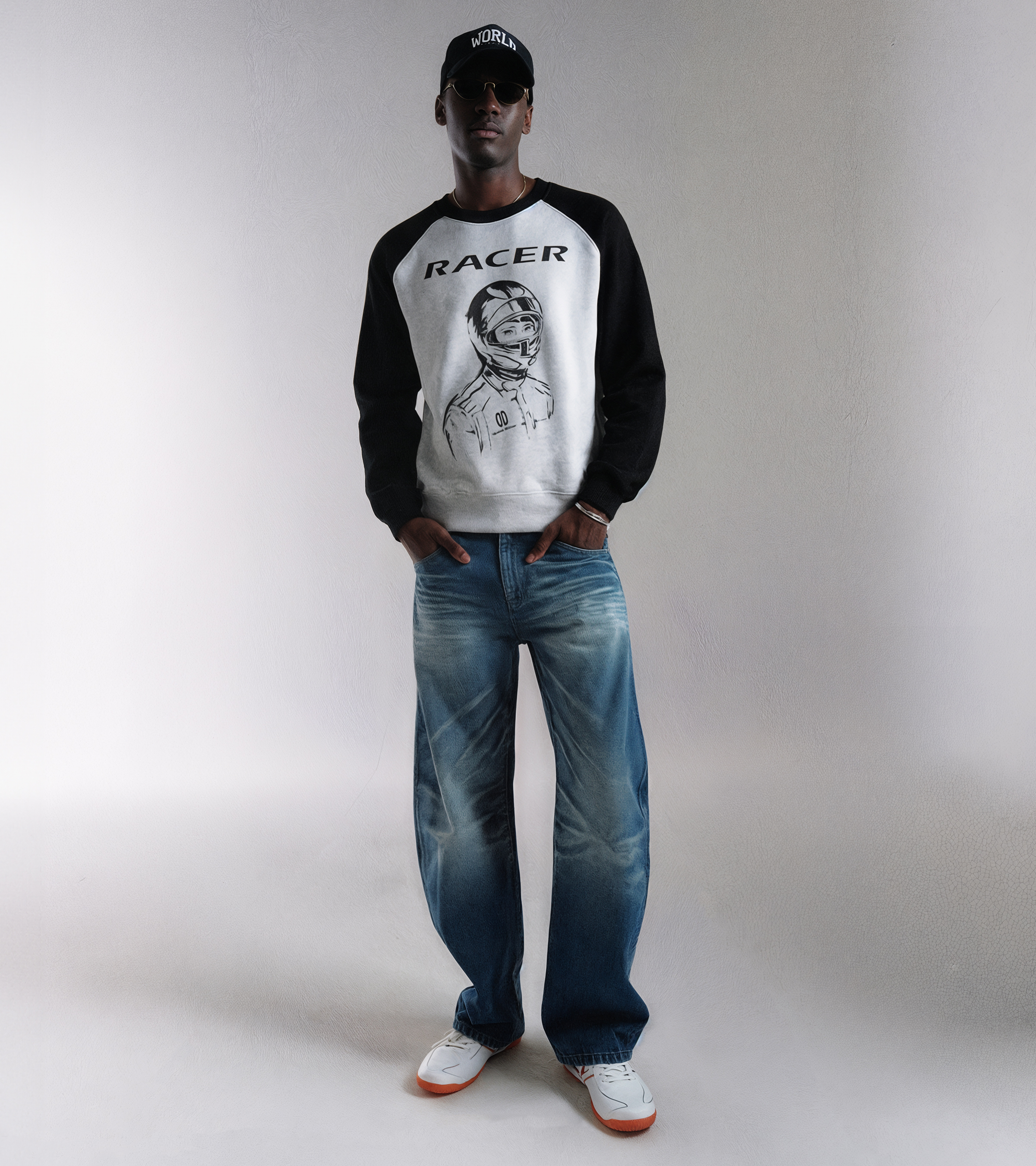 RACER' Rugby Fit SWEATSHIRT-BLACK&GREY 5