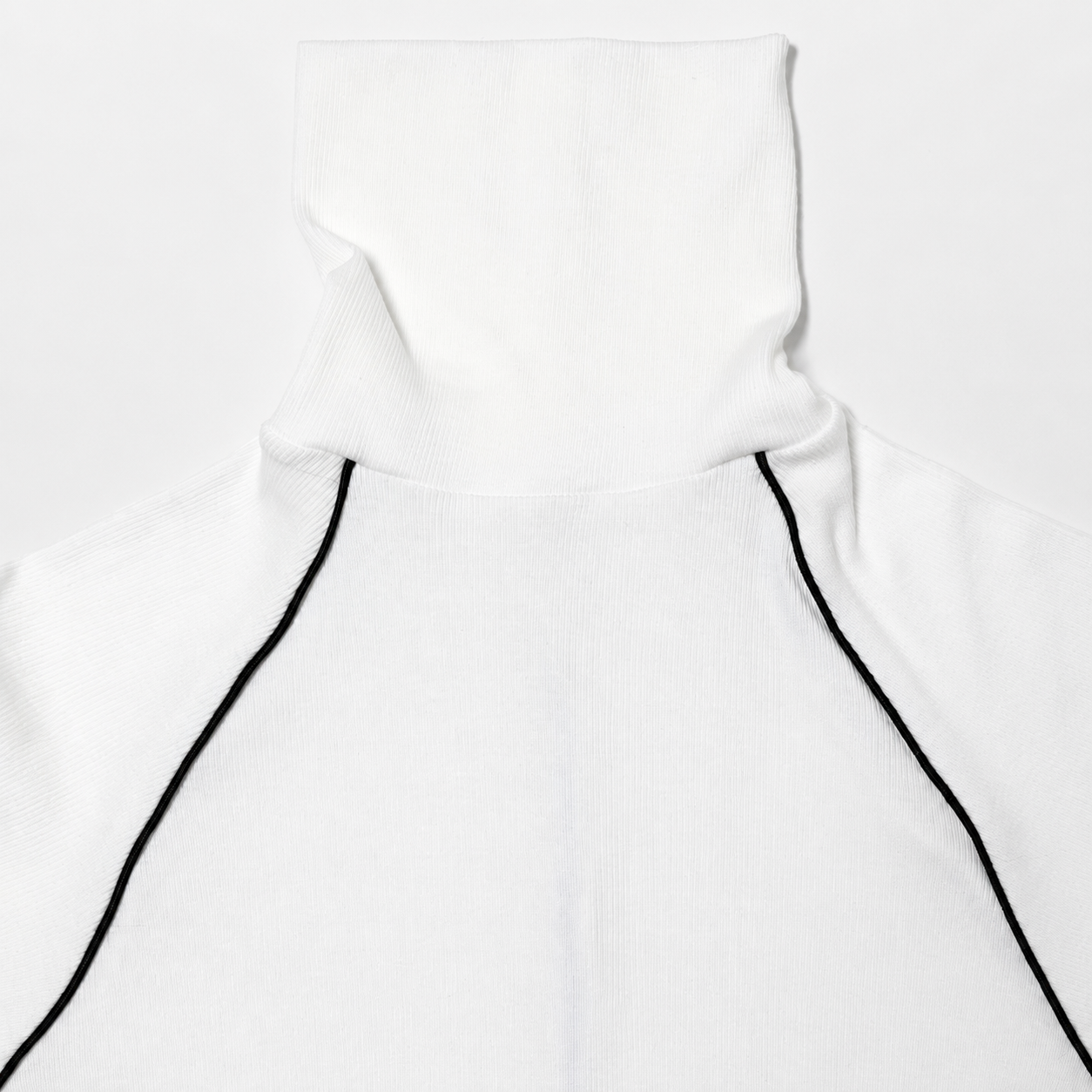 Piping Turtleneck T-shirts-WHITE 4
