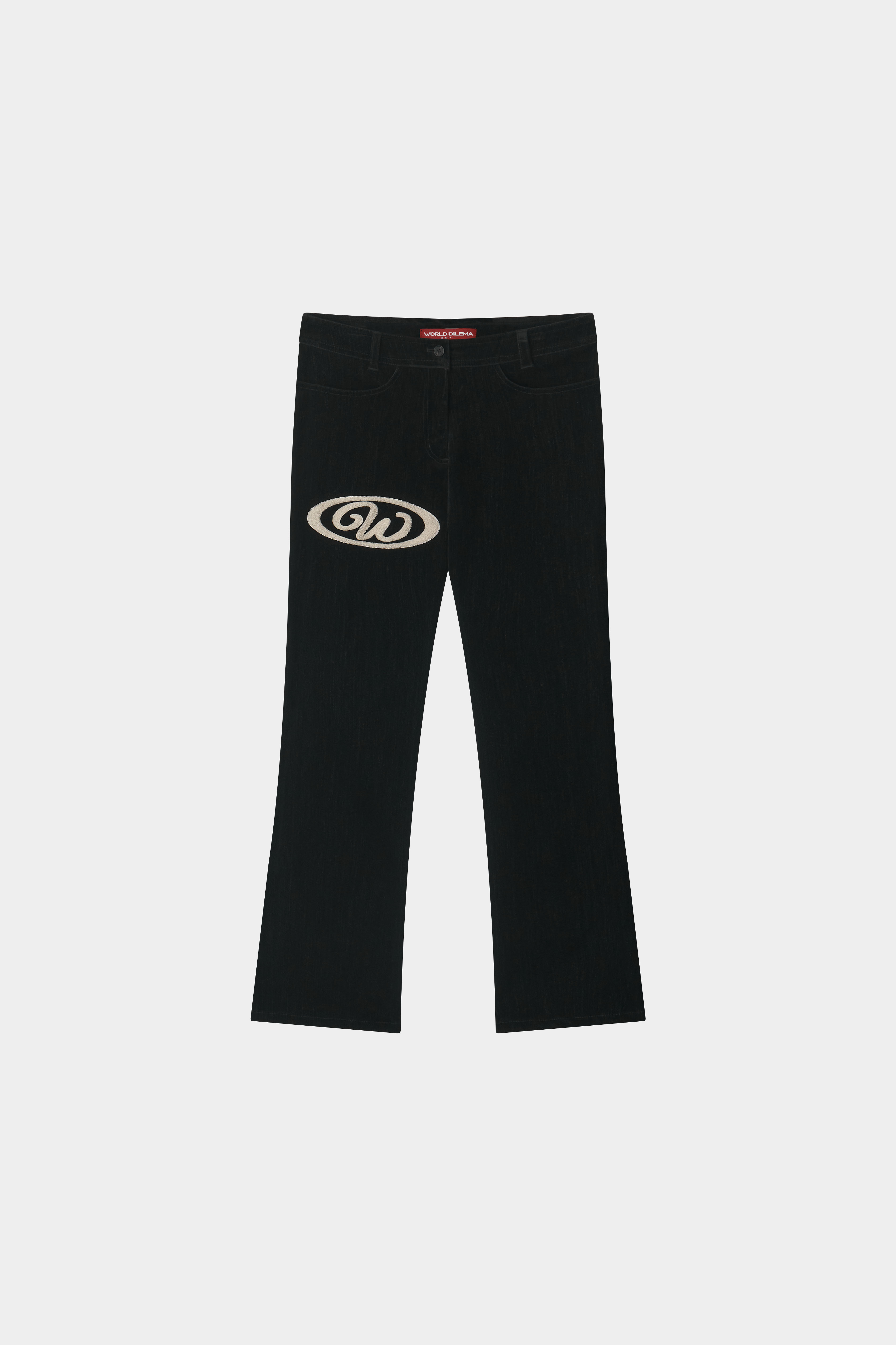 BOUCLE EMBROIDERY BOOTS-CUT PANTS-BLACK VELVET DENIM 8