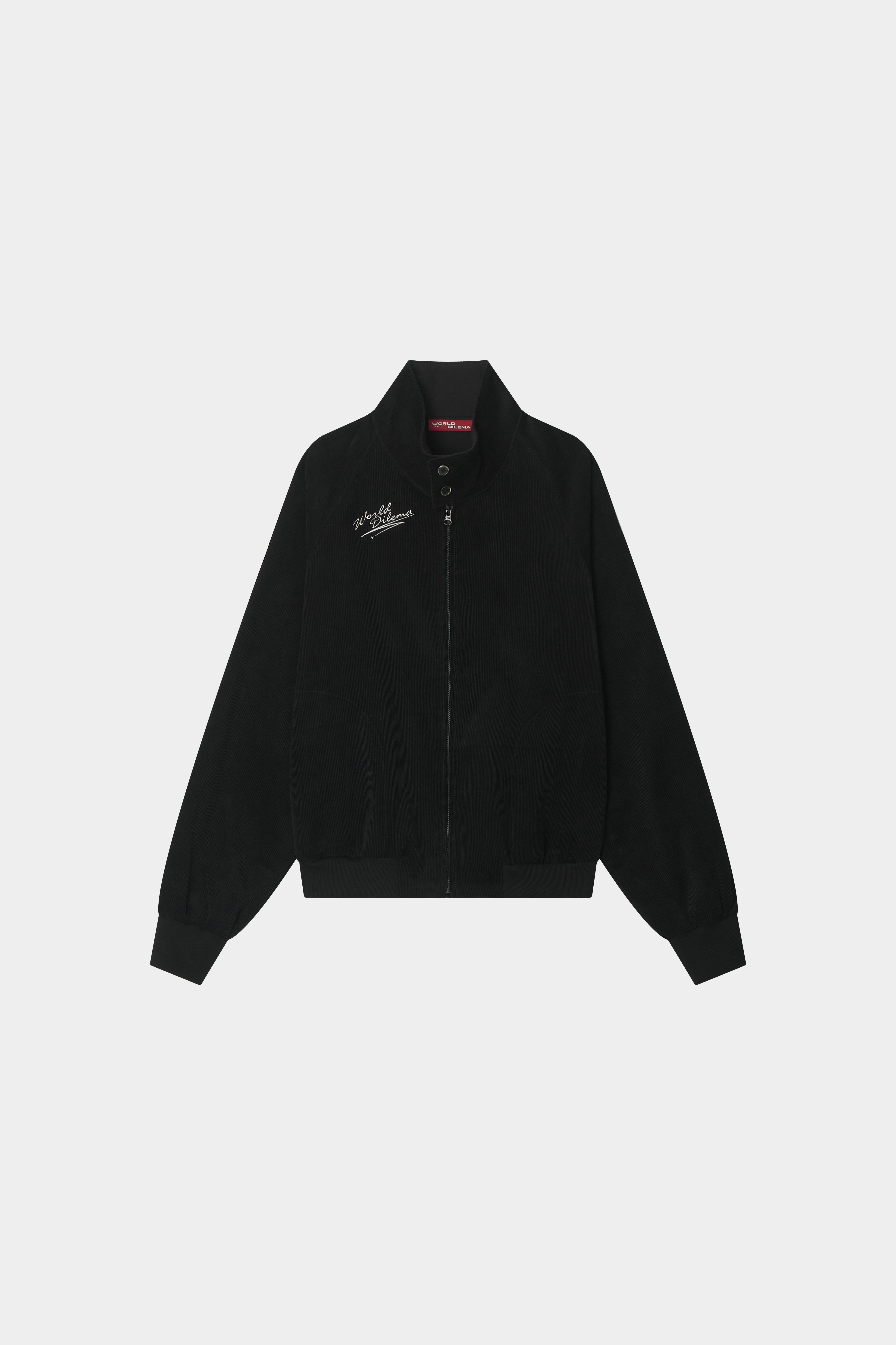 World Dilema' SIGN EMBROIDERY STAND COLLAR ZIP-UP JUMPER-BLACK 6