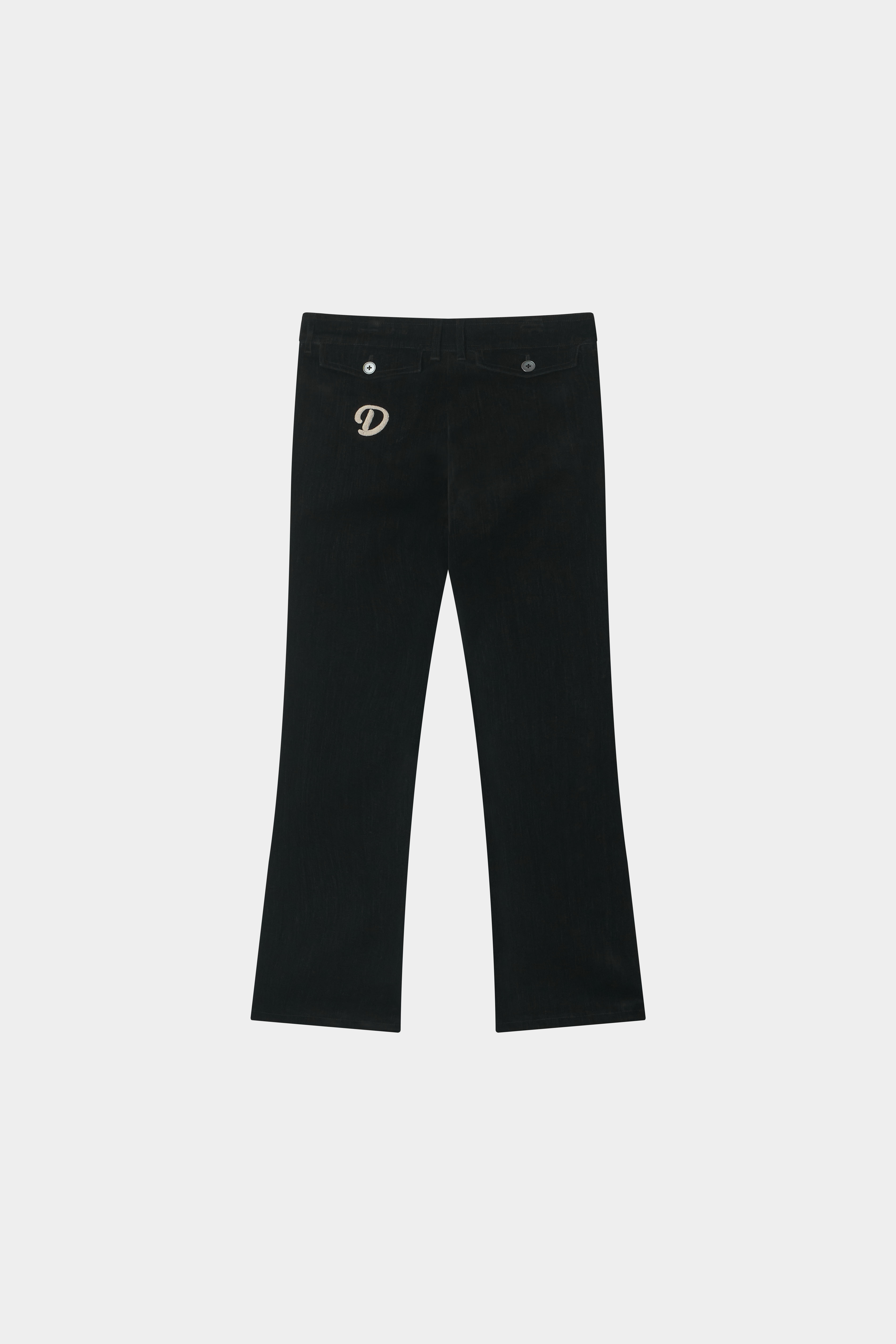 BOUCLE EMBROIDERY BOOTS-CUT PANTS-BLACK VELVET DENIM 9