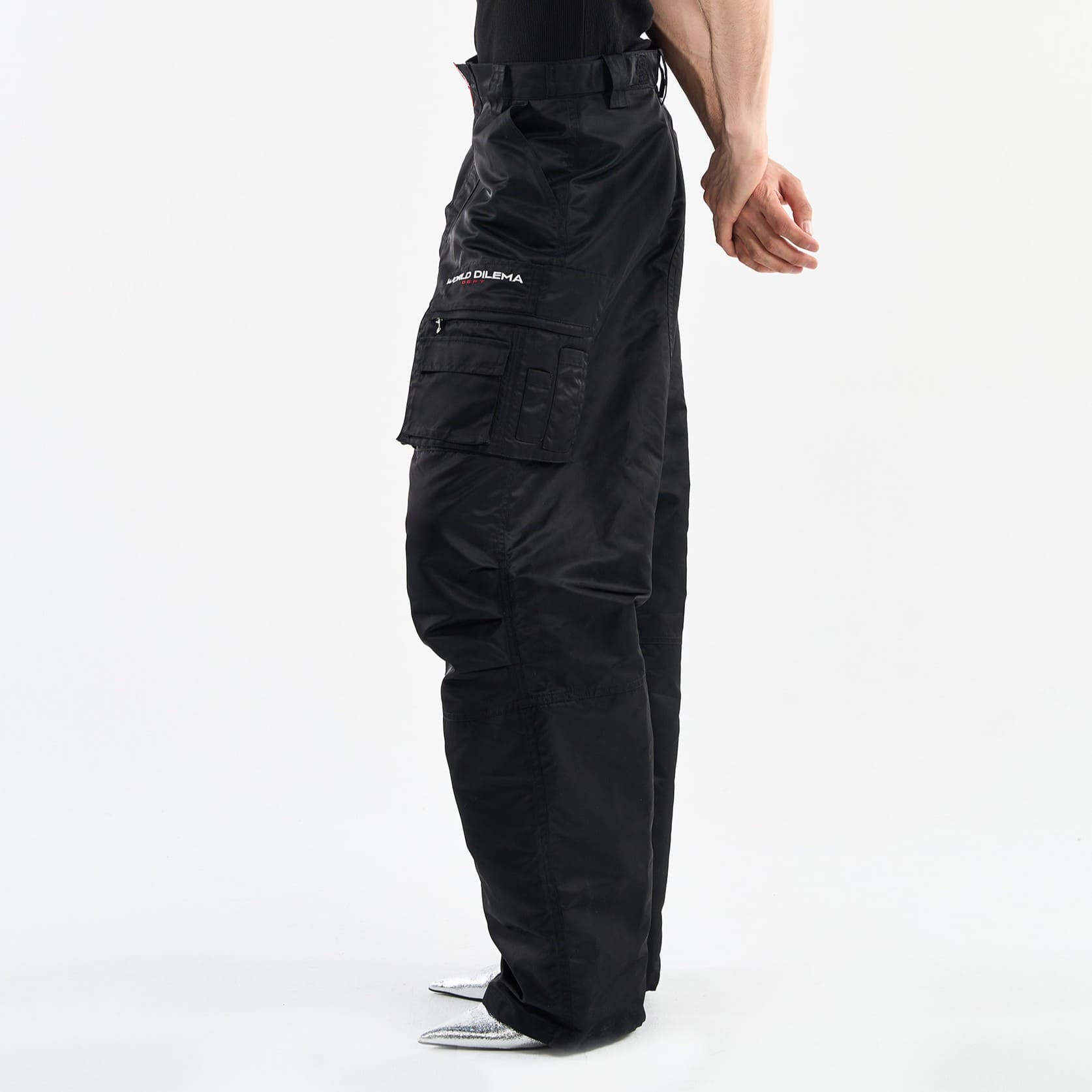 WOVEN POCKET CARGO PANTS-BLACK 3