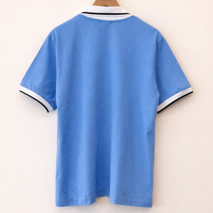 Pique Polo With Zipper Detail-BLUE 3