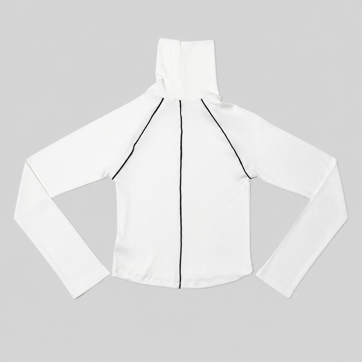 Piping Turtleneck T-shirts-WHITE 5