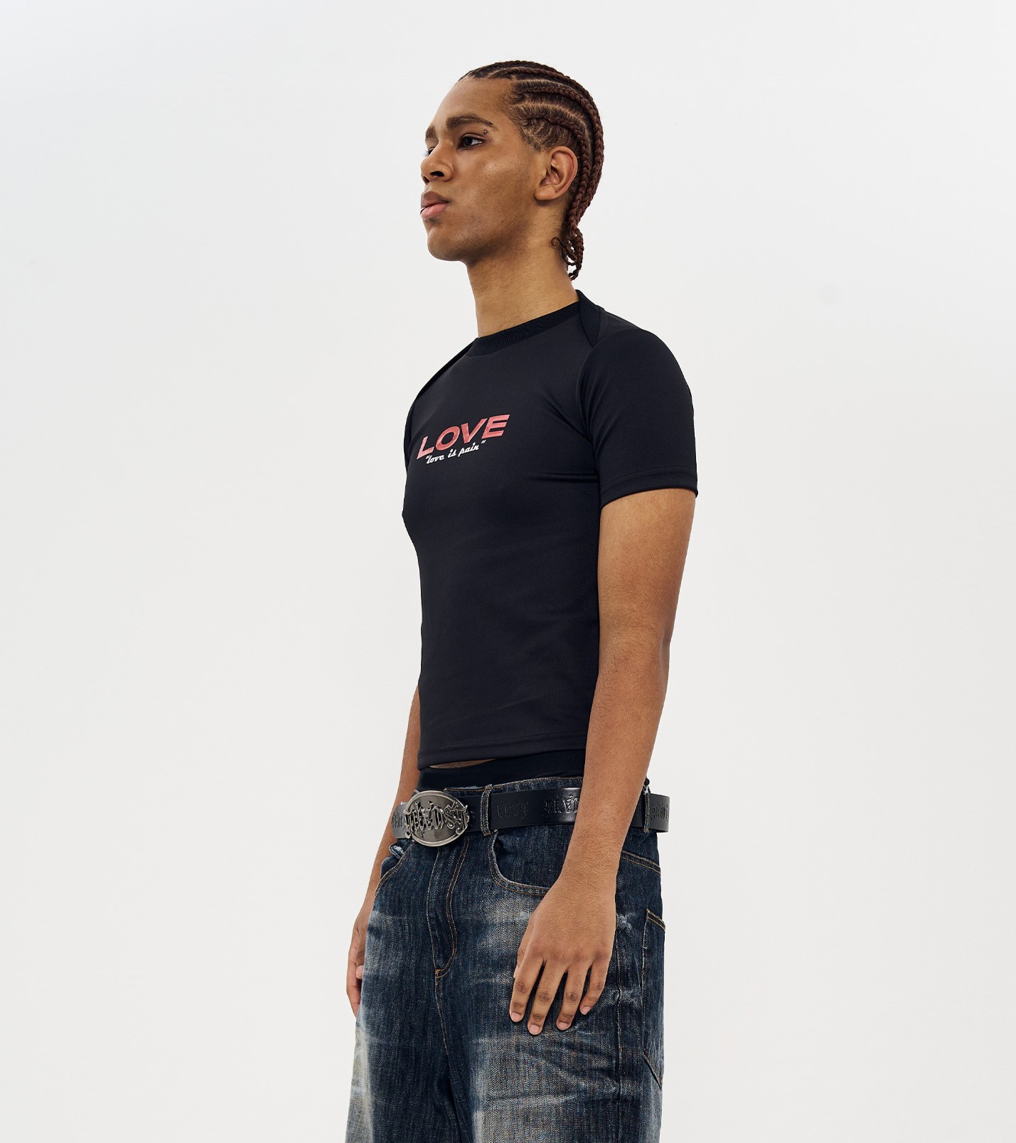 LOVE' PRINTING Shrunken Fit T-SHIRTS-BLACK 3