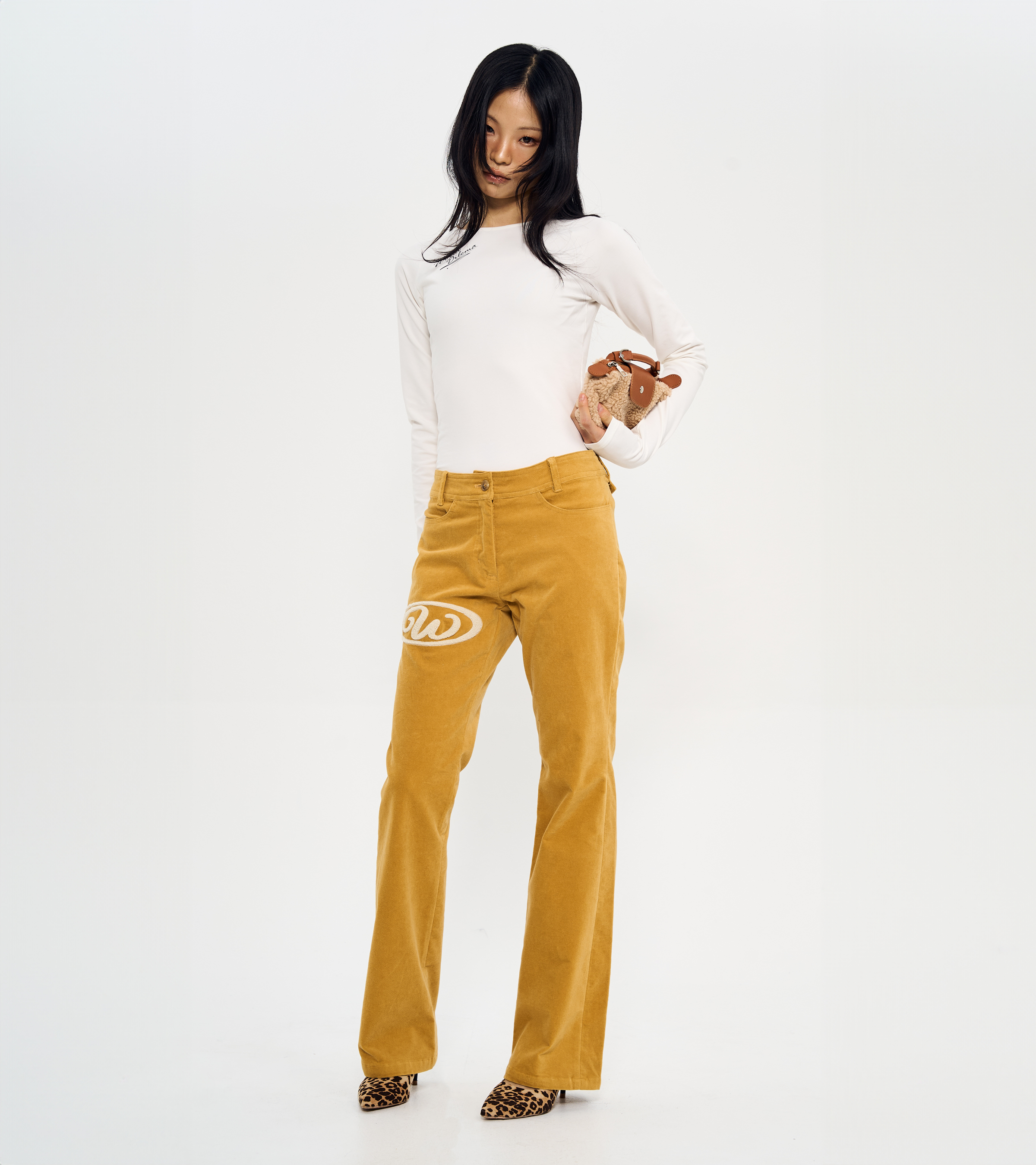 BOUCLE EMBROIDERY BOOTS-CUT PANTS-VELVET GOLD 4