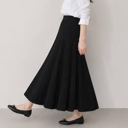 Ribbed Knit Skirt-BLACK 3