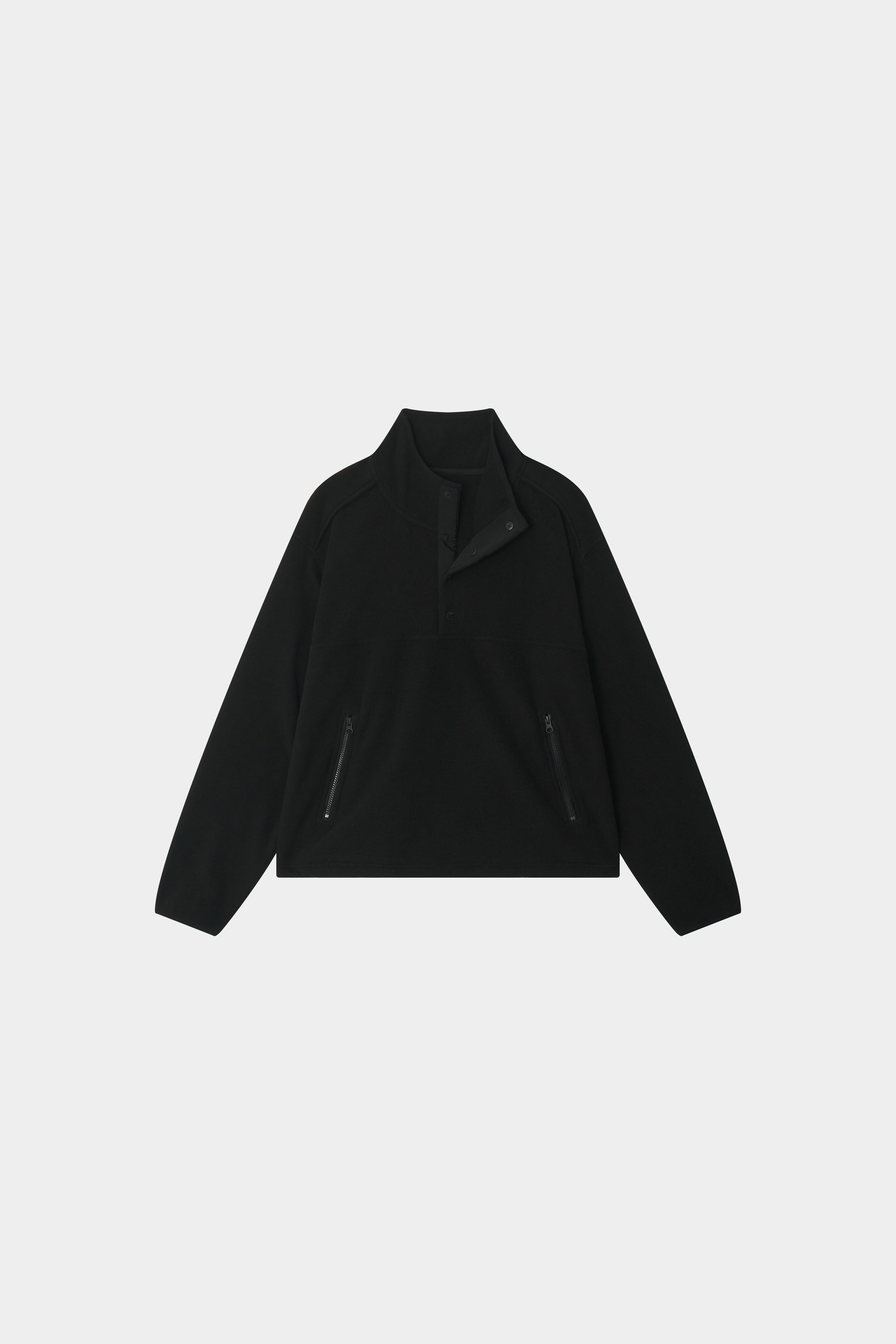 UNISEX HALF NECK FLEECE-BLACK 6