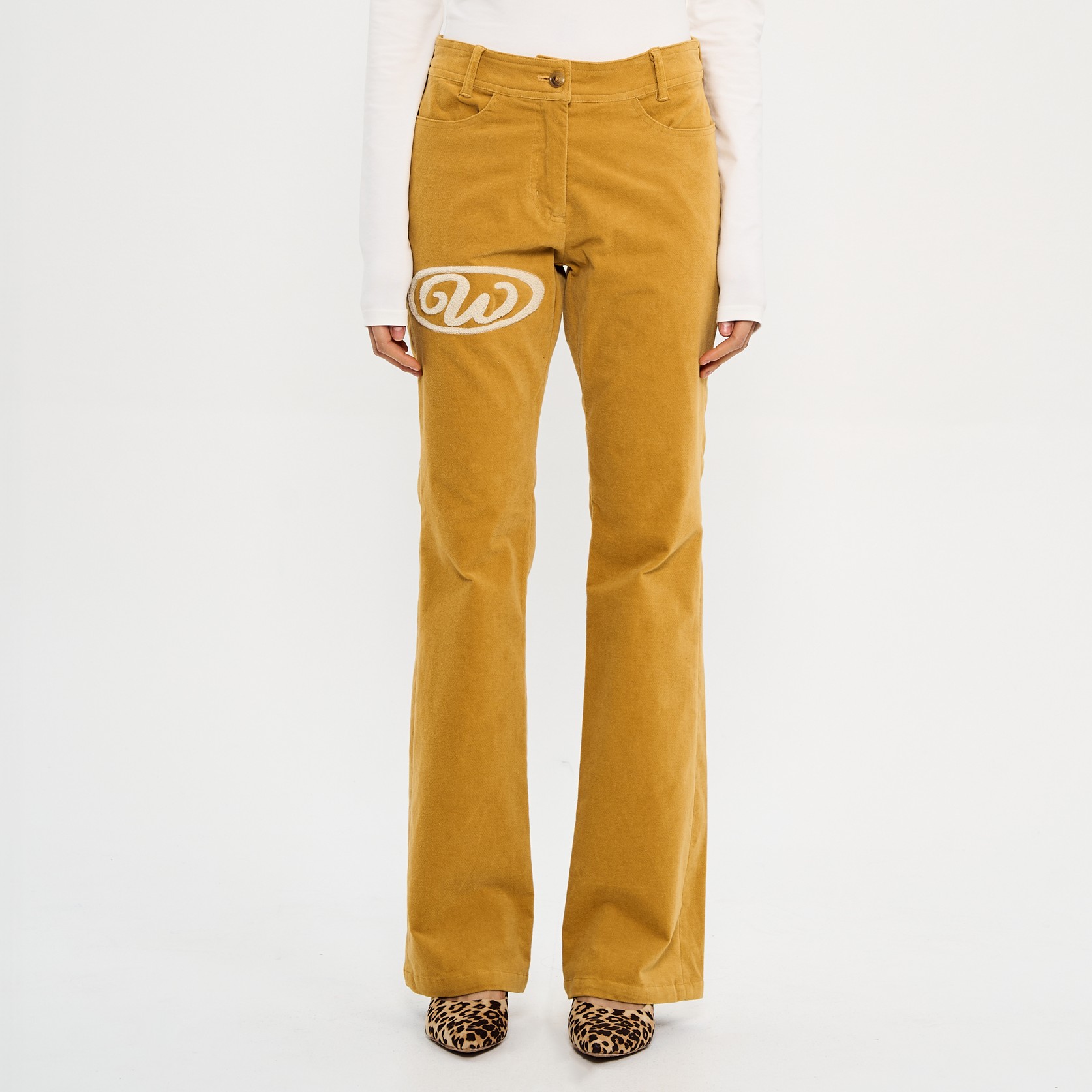 BOUCLE EMBROIDERY BOOTS-CUT PANTS-VELVET GOLD 2