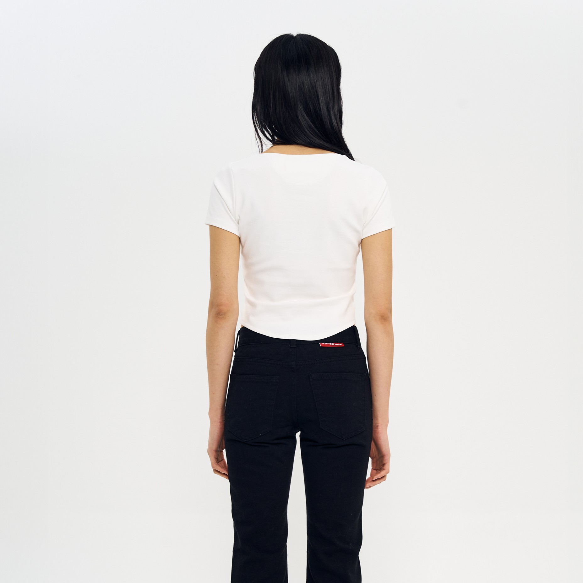 Devil' PRINTING TIGHT HALF T-SHIRTS-WHITE 3
