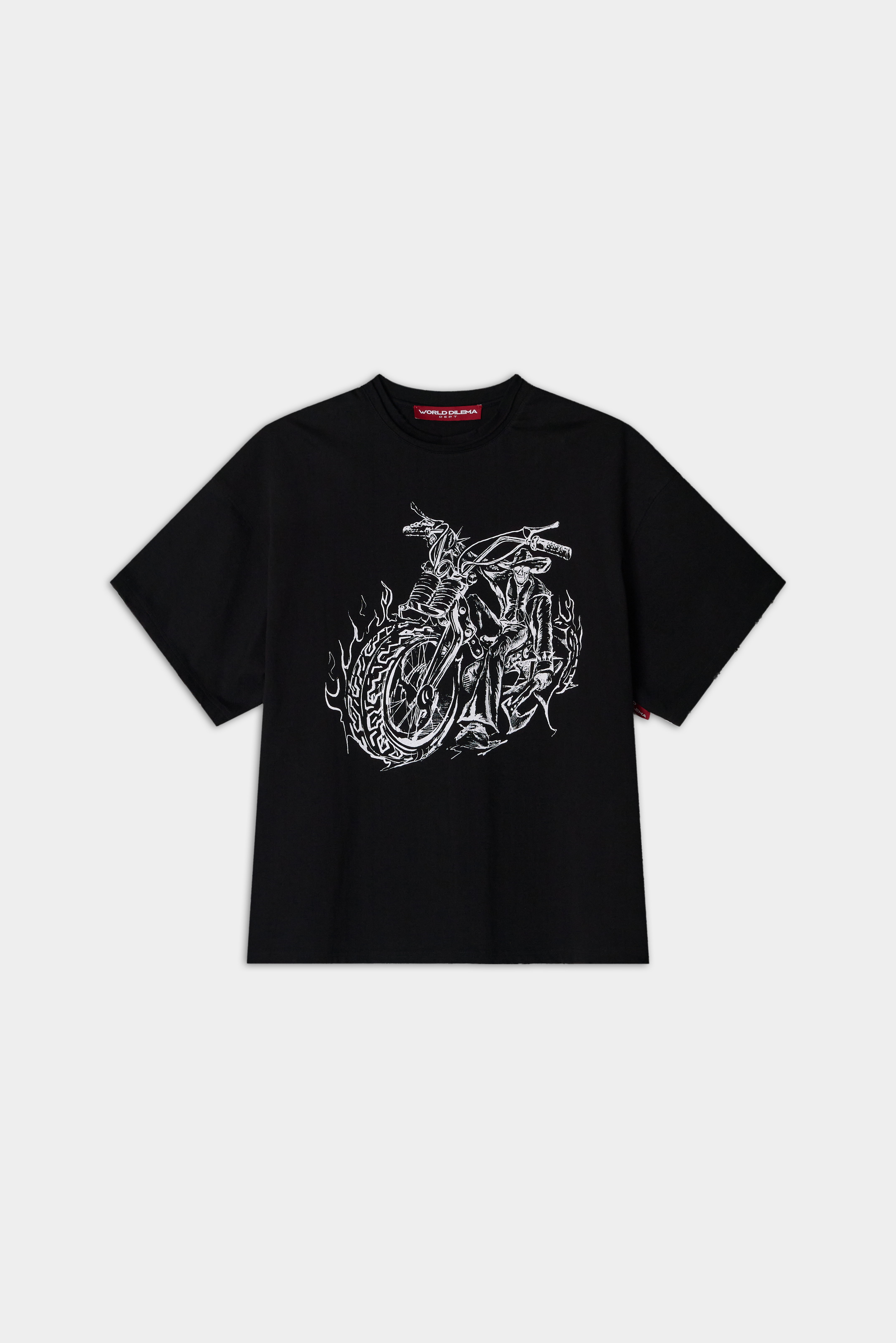 HAND DRAWING 'GHOST RIDER' PRINTING T-SHIRTS-BLACK 4