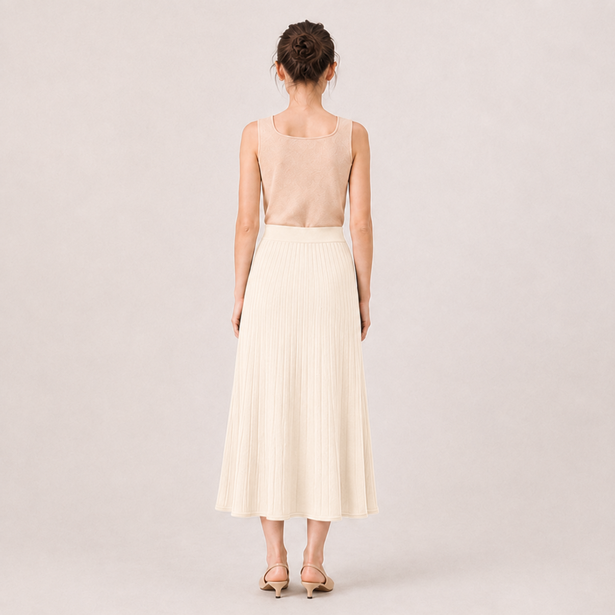 Ribbed Knit Skirt-IVORY 3