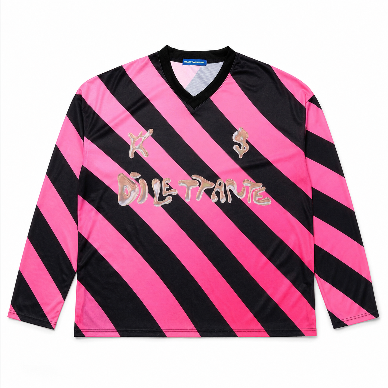 Stripe Football Jersey T-Shirts-PINK 8