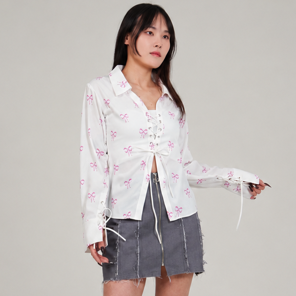 Ribbon Eyelet Shirt-WHITE 7