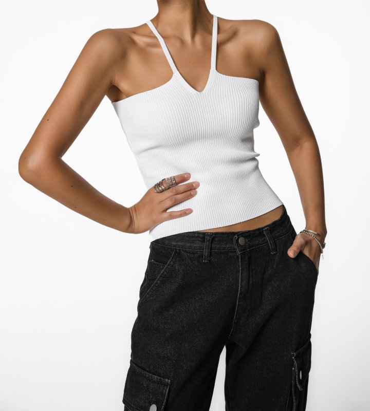 V-Line Strap Ribbed Knit Tank Top 8