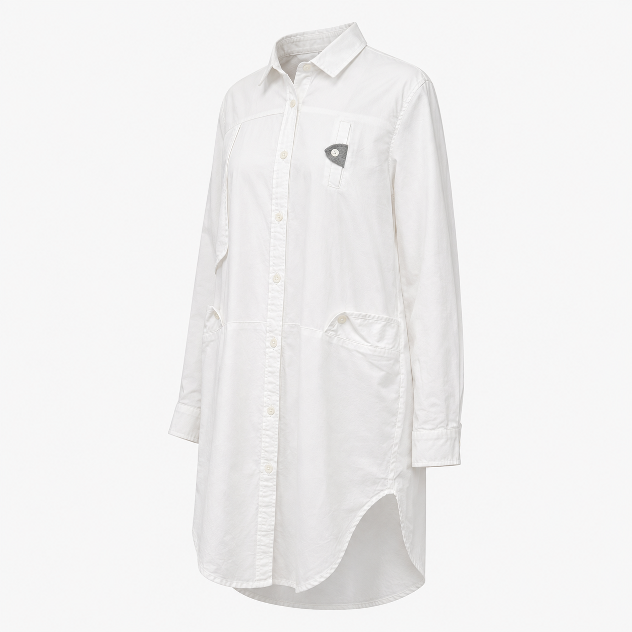 Button Detail Big pocket Shirt-WHITE 7