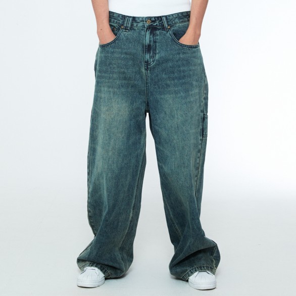 DAILY BOY WIDE DENIM PANTS-TURQUOISE 7