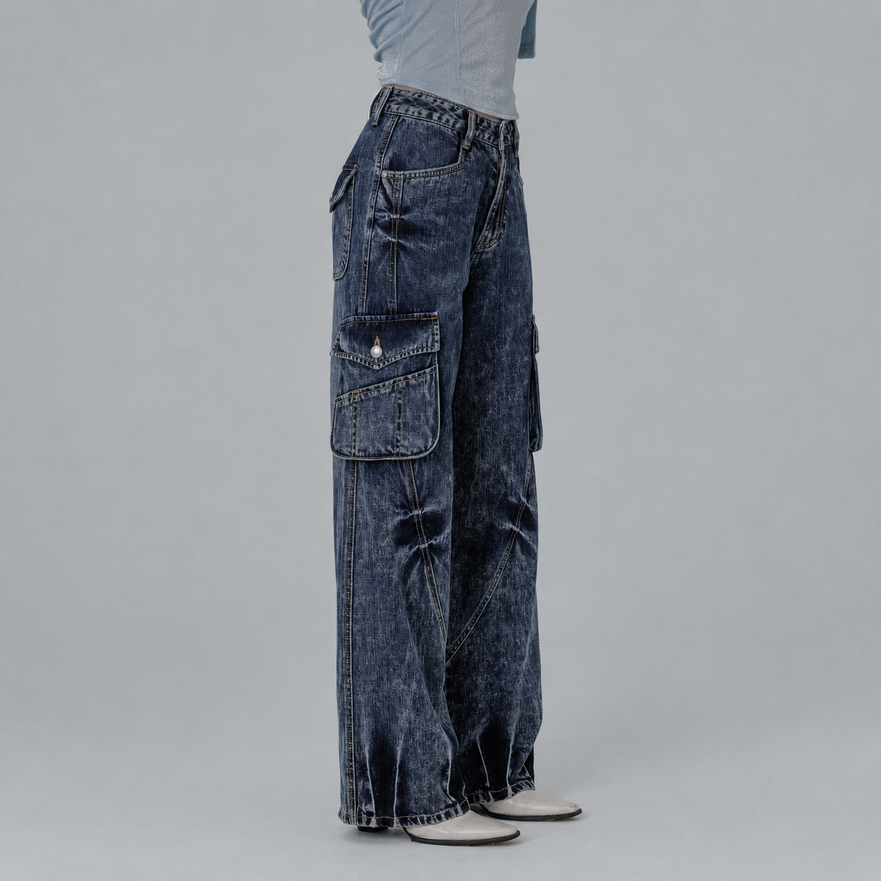 Domingo Washing Cargo Jeans-BLUE 4