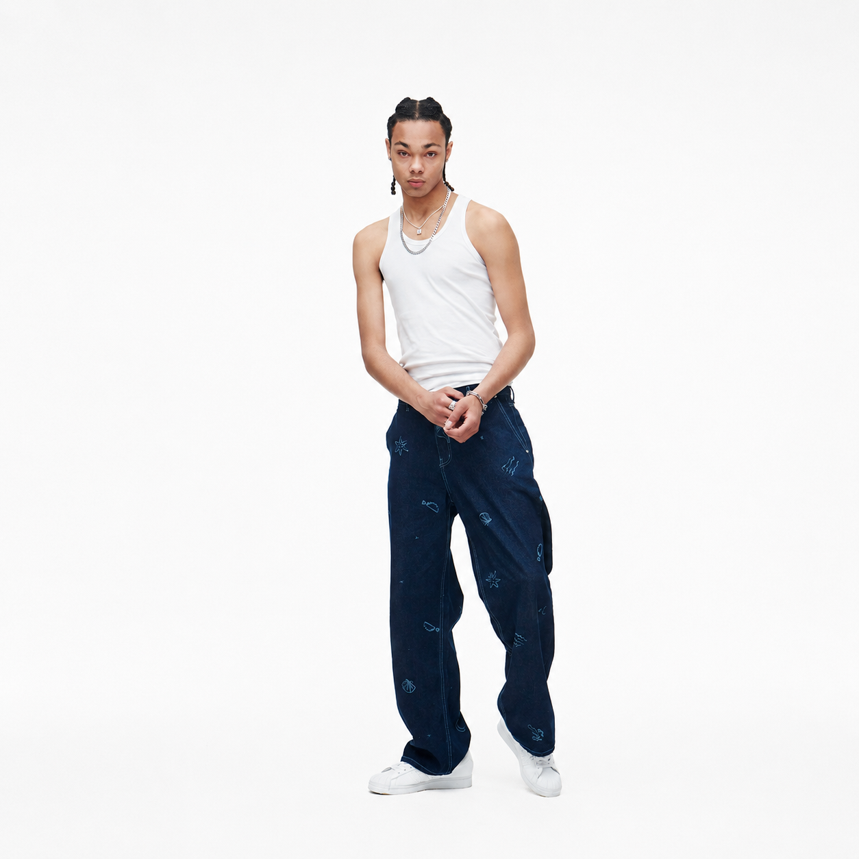 JEJU BEACH DENIM PANTS-NAVY 2