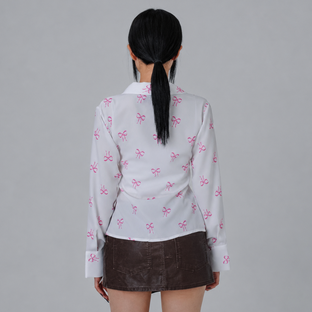 Ribbon Eyelet Shirt-WHITE 4