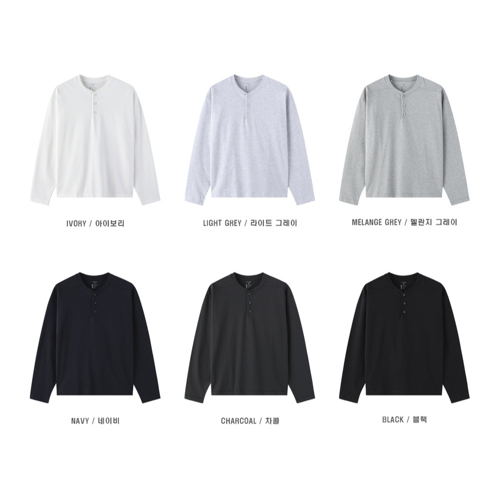 [LAINE] USA Henley Neck Standard-Fit Long Sleeve T-Shirt 7