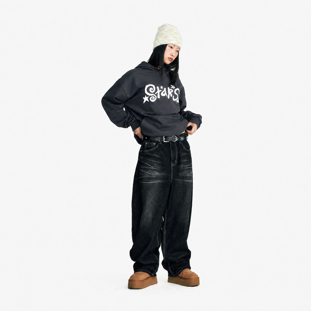 NIGHT RIDER CURVED DENIM PANTS-BLACK 7