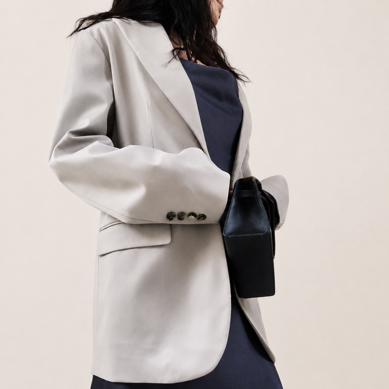 Oversized One-Button Jacket-BEIGE 2