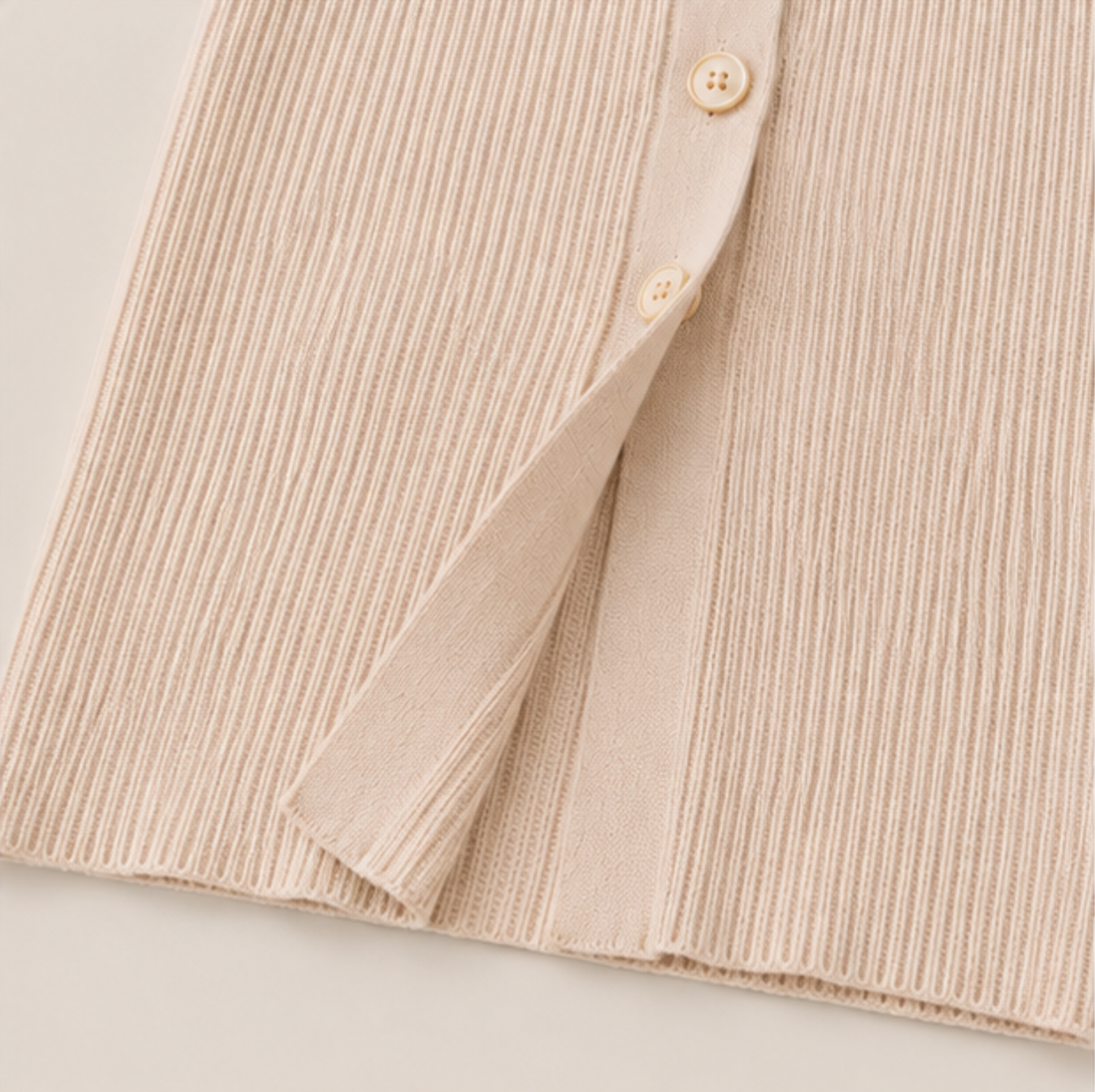Button Front Knit Skirt-LIGHT BEIGE 6