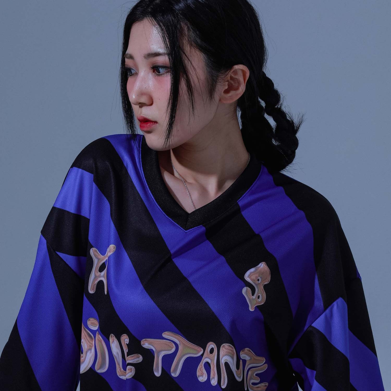 Stripe Football Jersey T-Shirts-BLUE 5