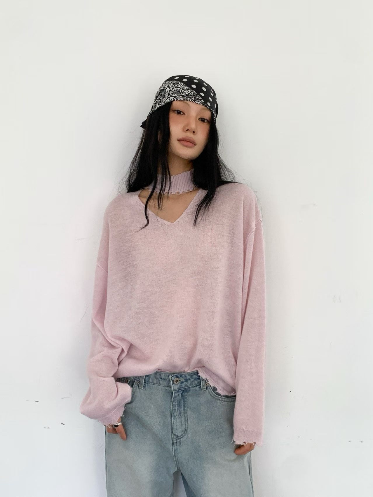 Smoothie Choker Distressed Knit 2