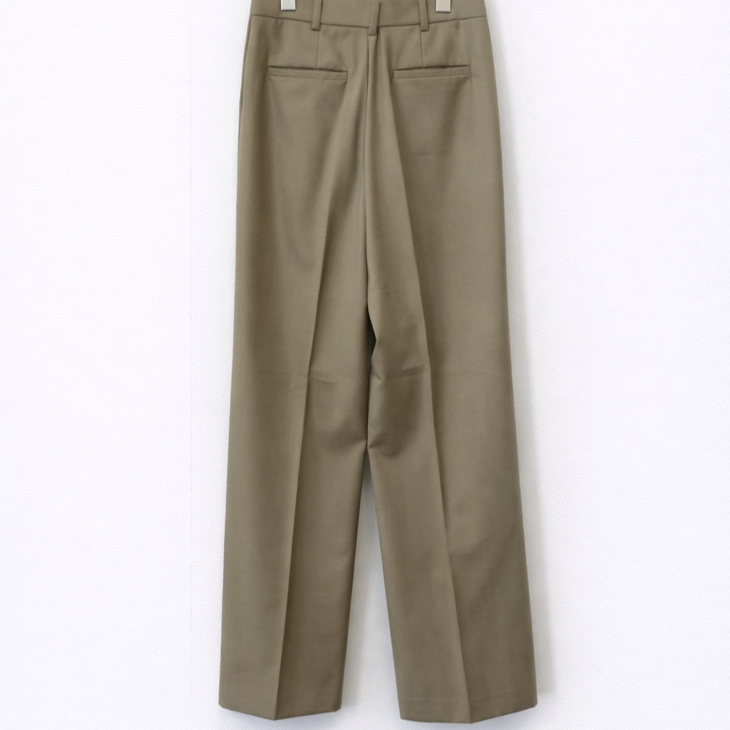 Double-pleated Light Tailored trousers-KHAKI 5