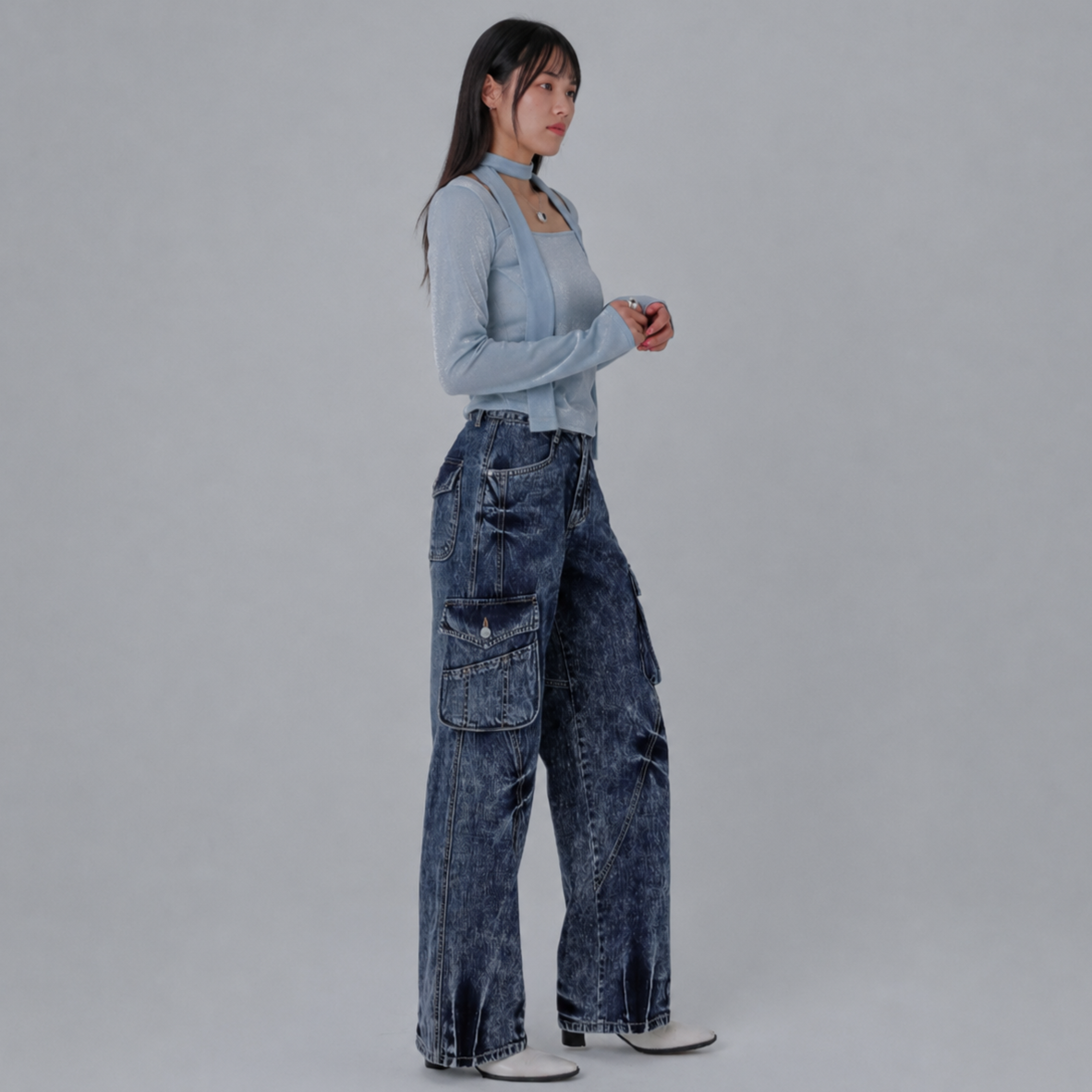 Domingo Washing Cargo Jeans-BLUE 3