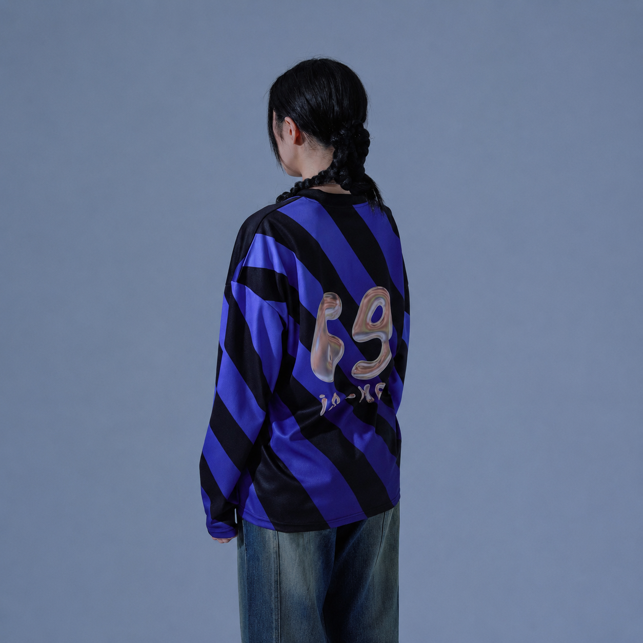 Stripe Football Jersey T-Shirts-BLUE 4