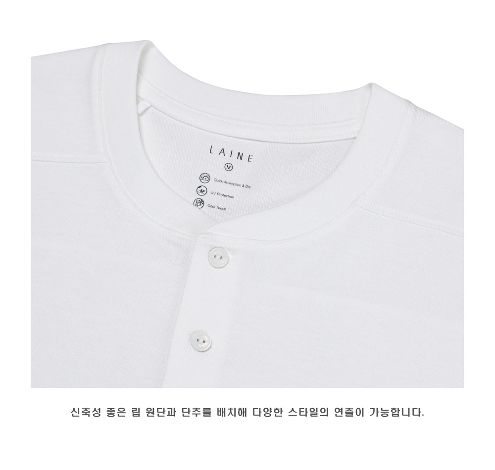 [LAINE] USA Henley Neck Standard-Fit Long Sleeve T-Shirt 8