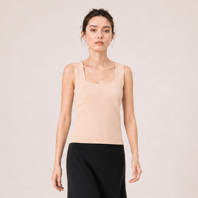square-neck sleeveless top-LIGHT BEIGE 3