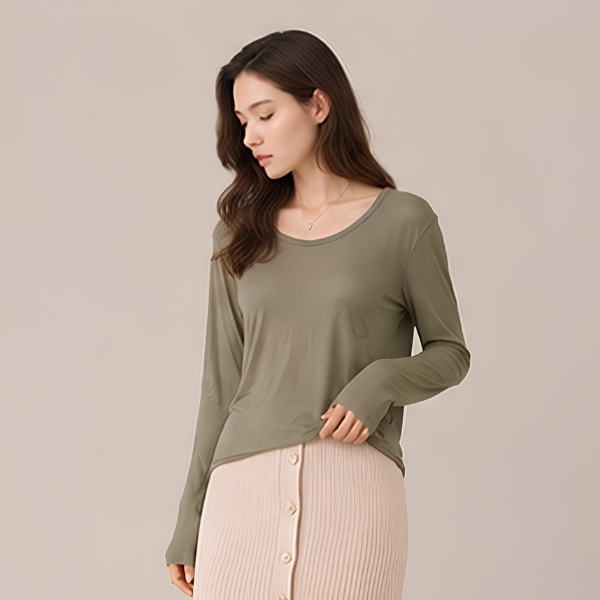 U-line  Long sleeve T Shirts-KHAKI 3