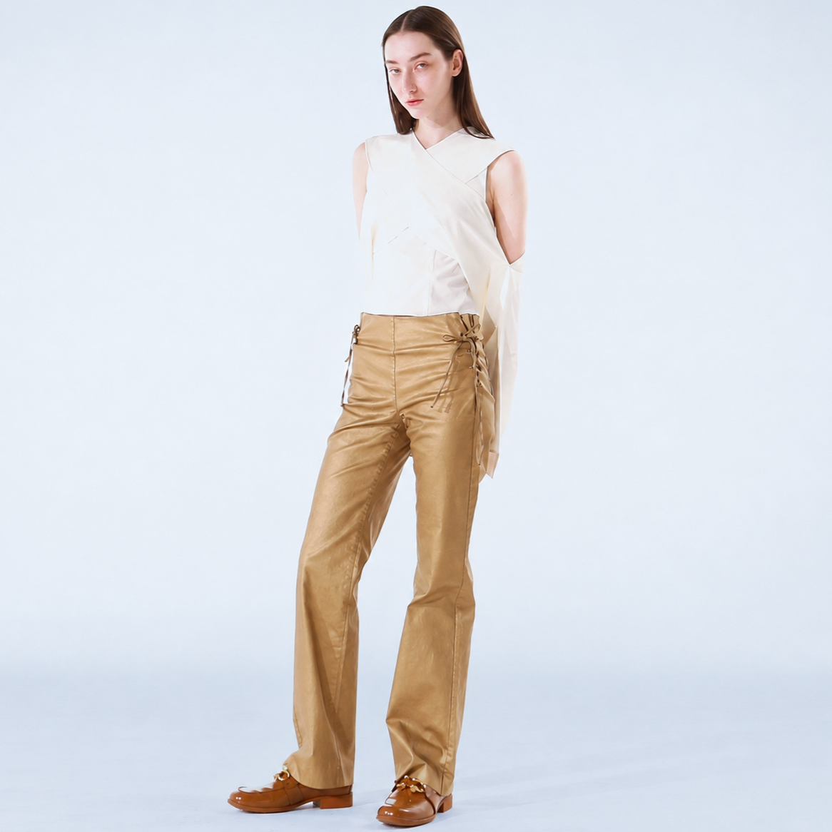 METALLIC STRAP PANTS-GOLD 3
