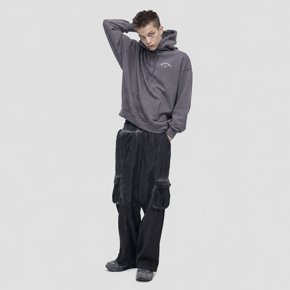 DYEING CORDUROY CARGO   BANDING PANTS-DIRTY BLACK 2