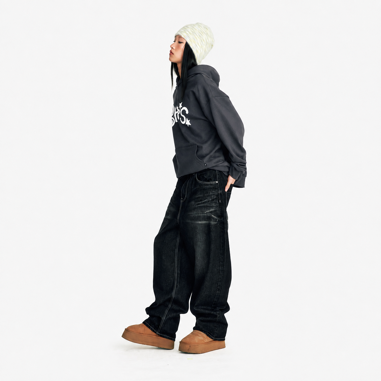 NIGHT RIDER CURVED DENIM PANTS-BLACK 6