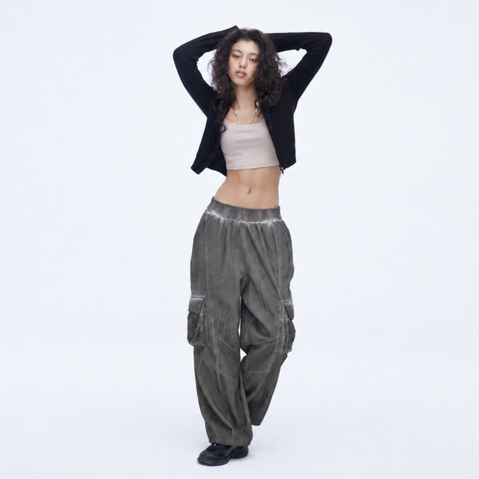 DYEING CORDUROY CARGO BANDING PANTS-DIRTY BEIGE 3